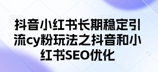 抖音小红书长期稳定引流cy粉玩法之抖音和小红书SEO优化-龙祁智能体社区